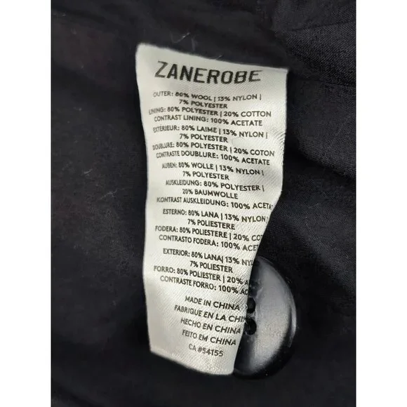 Zanerobe Men's Kaplan Melton Black Wool Coat Size M